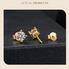 Gold Plated Moissanite Stud Earrings 925 Sterling Silver Engagement Bridal Gift