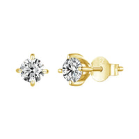 Gold Plated Moissanite Stud Earrings 925 Sterling Silver Engagement Bridal Gift