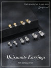 Gold Plated Moissanite Stud Earrings 925 Sterling Silver Engagement Bridal Gift