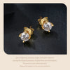 Gold Plated Moissanite Stud Earrings 925 Sterling Silver Engagement Bridal Gift