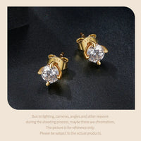 Gold Plated Moissanite Stud Earrings 925 Sterling Silver Engagement Bridal Gift