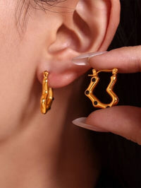 Gold Plated Stainless Steel Heart Hoop Earrings For Women