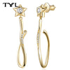 Moissanite VVS1 Drop Earrings 18K Gold Plated 925 Sterling Round Pear Square