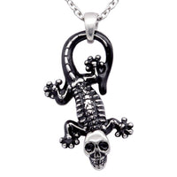 Gothic Skull Gecko Pendant Necklace Stainless Steel