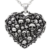 Gothic Skull Heart Pendant Necklace Stainless Steel