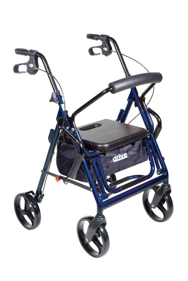 Duet Dual Function Transport Wheelchair Rollator Rolling Walker, Blue RIO Medical Supplies