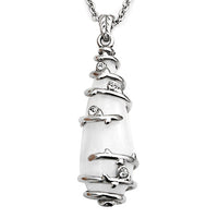 Grape Vine Necklace Silver Pendant With Crystal Accents
