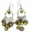 Green Beaded Chandelier Earrings Boho Dangle Statement