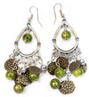 Green Beaded Chandelier Earrings Boho Dangle Statement