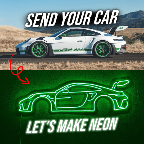Your Personalized Metal Neon Car Wall Art - (Side view)