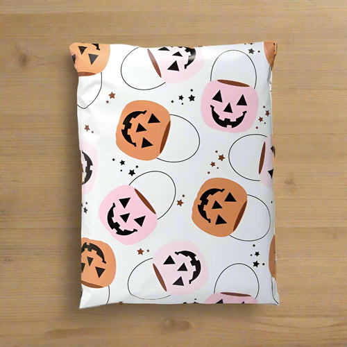 Halloween Pumpkin Poly Mailers Size 10x13 Trick or Treat Shipping Bags