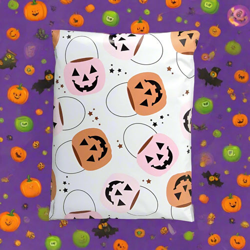 Halloween Pumpkin Poly Mailers Size 10x13 Trick or Treat Shipping Bags