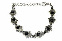 Hamsa Red Beaded Bracelet Adjustable Silver Tone Protection