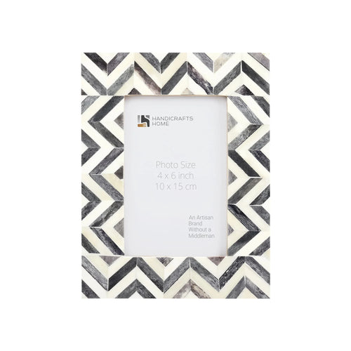 Picture Frame Zigzag Herringbone Collection Bone Inlay Grey – 4x6"