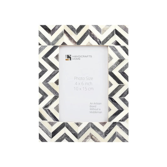 Picture Frame Zigzag Herringbone Collection Bone Inlay Grey – 4x6"