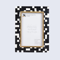 Picture Frames Halo Mosaic Collection Resin Inlay With Brass Accents, Black- 4x6