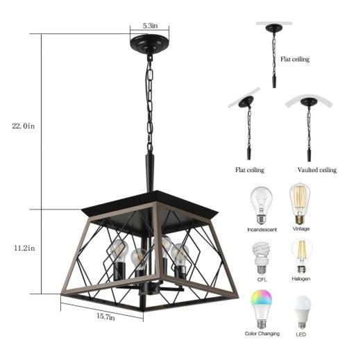 Hanging Lights for Kitchen Island in Rustic Iron Finish