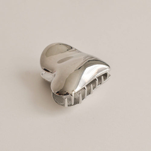 Heart-Shaped Hair Claw Clip | Silver