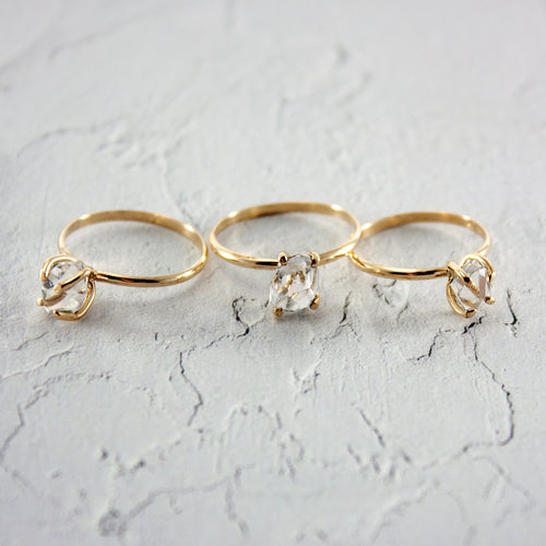 Herkimer Diamond 14K Gold Filled Solitaire Ring Minimalist