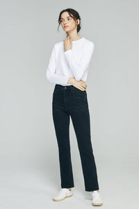 Two Shots High Rise Straight Crop Jeans HJ013