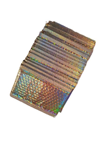 Holographic Silver Metallic Bubble Mailers Size 4x8 Padded Shipping Bags