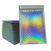 Holographic Silver Metallic Bubble Mailers Size 4x8 Padded Shipping Bags