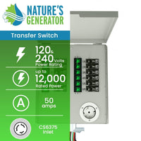 Refurbished - Nature's Generator 120/240V 50A 12-Circuit Non-Automatic Transfer Switch