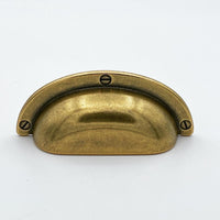 Cup Drawer Pulls "Amalfi" in Antique Brass Euro • Knobs