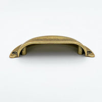 Cup Drawer Pulls "Amalfi" in Antique Brass Euro • Knobs