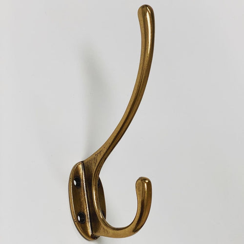Antique Brass "Capri" Large Modern Wall Hat and Coat Hook Euro • Knobs