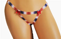 American Flag Crotchless Thong Lingerie Panty