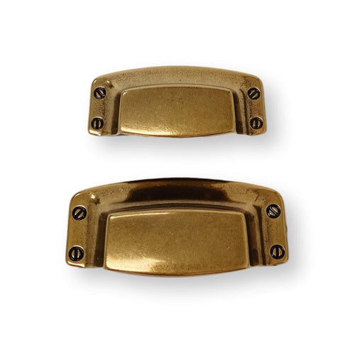 Drawer Cup Pull "Tuscany" in Antique Brass - Brass Cabinet Hardware Euro • Knobs