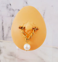14G Gold Pearl Nipple Ring Jewelry, Erotic Nipple Barbell