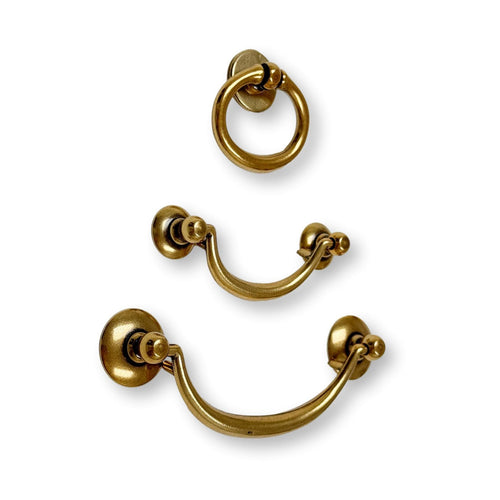 Brass Ring Pulls "Bail" Antique Brass Hardware Euro • Knobs