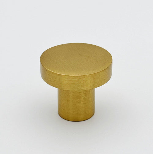 Brushed Brass "Lounge" Cabinet Knob and Wire Drawer Pulls Euro • Knobs