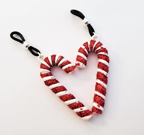 Candy Cane Fake Nipple Rings, Sexy Christmas Jewelry