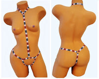Cutout American Flag Harness Body Suit Lingerie