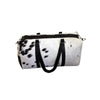 Handmade Cowhide Duffel Bag Large Travel Bag Genuine Leather Weekend Bag Overnight Bag in Brown & White