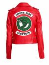 Handmade Southside Serpent Biker Red Leather Women Jacket