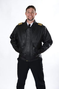 Handmade  Professional Pilot Uniform Leather Jacket Real Leather with Epaulettes