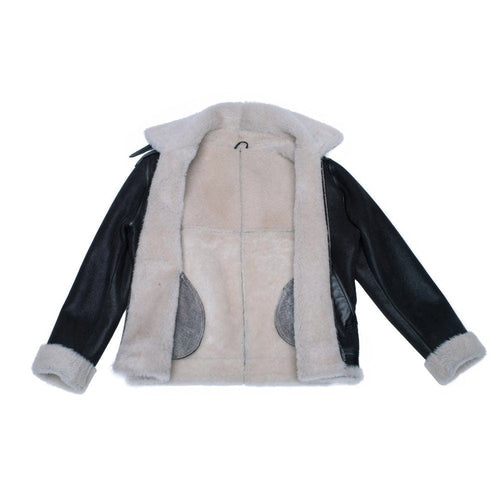 Handmade Hampton's Classic Brown Bomber Aviator Shearling Jacket With Collar Belt