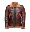 Handmade Esa Brown Bomber Sheepskin Faux Shearling Jacket With Large Pockets