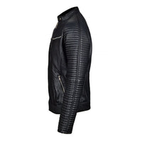 Handmade Haworths Moto Style Leather Jacket With Patterned Sleeves