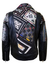 Handmade  Bohemian Leather Jacket With Tribal Hand Embroidered Fabric