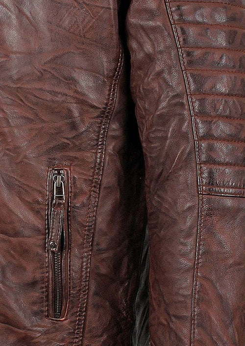 Handmade Men's Salavat Wrinkled Brown Leather Jacket