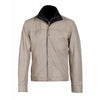 Handmade Barnes Bone White Hand Waxed Double Collar Leather Jacket