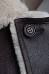 Handmade Jozef's 3/4 Length Brown Shearling Buttoned Coat