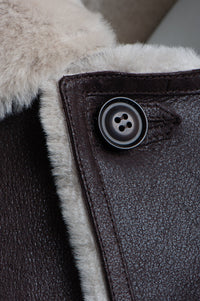 Handmade Jozef's 3/4 Length Brown Shearling Buttoned Coat