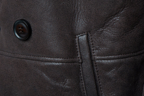 Handmade Jozef's 3/4 Length Brown Shearling Buttoned Coat