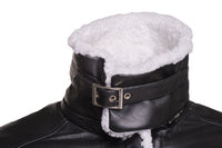 Handmade Harry's Sherpa Leather Jacket With Double Collar